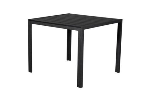 Juodas kvadratinis lauko stalas 90 x 90 cm.